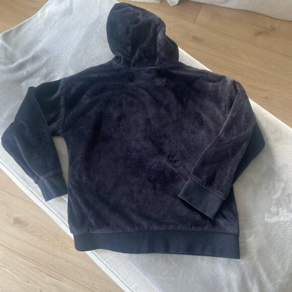 Like NEW! Adidas Plush Velour Black Sweatshirt with White Logo Cozy Sz Youth L - Picture 7 of 7